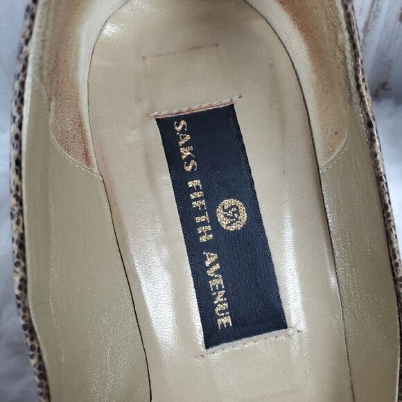 Saks Fifth Avenue Tan Heels with Elegant Perforated Design - Picture 3 of 10